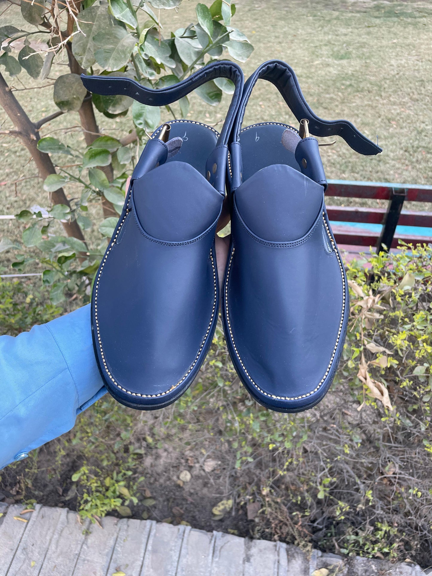 Handmade Medicated Jeans Peshawari Chappal (BLUE)