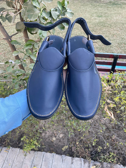 Handmade Medicated Jeans Peshawari Chappal (BLUE)