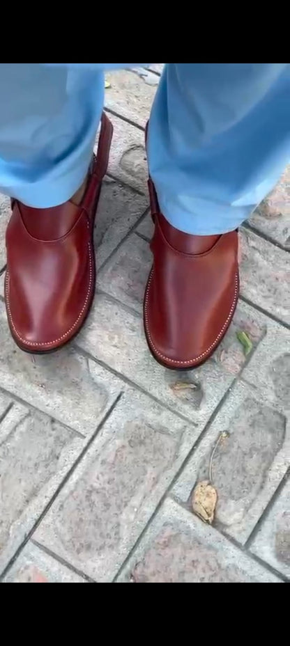 Handmade Medicated Jeans Peshawari Chappal (BROWN)